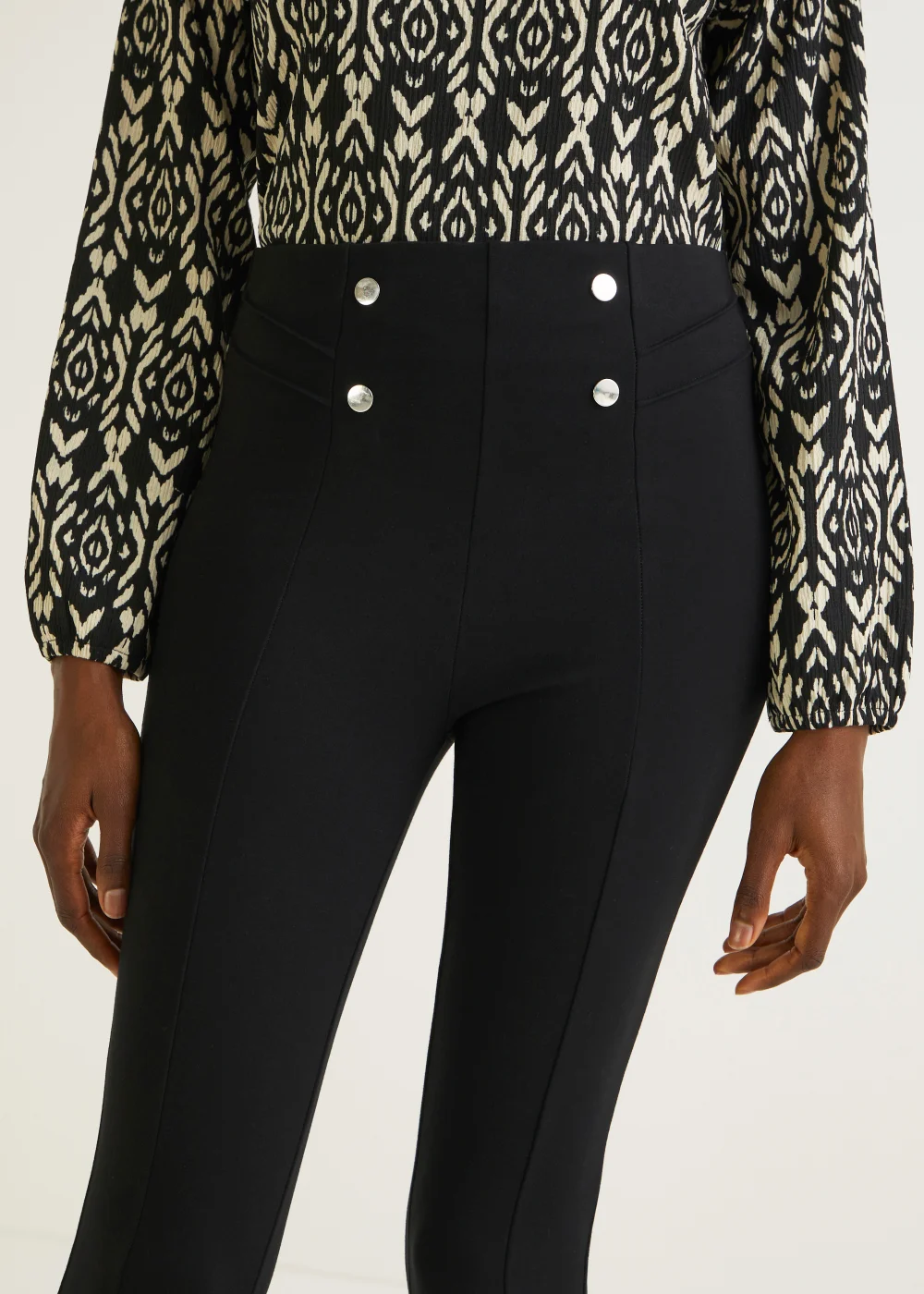 Black Button Waist Body Shaper Leggings - 8 Image 2