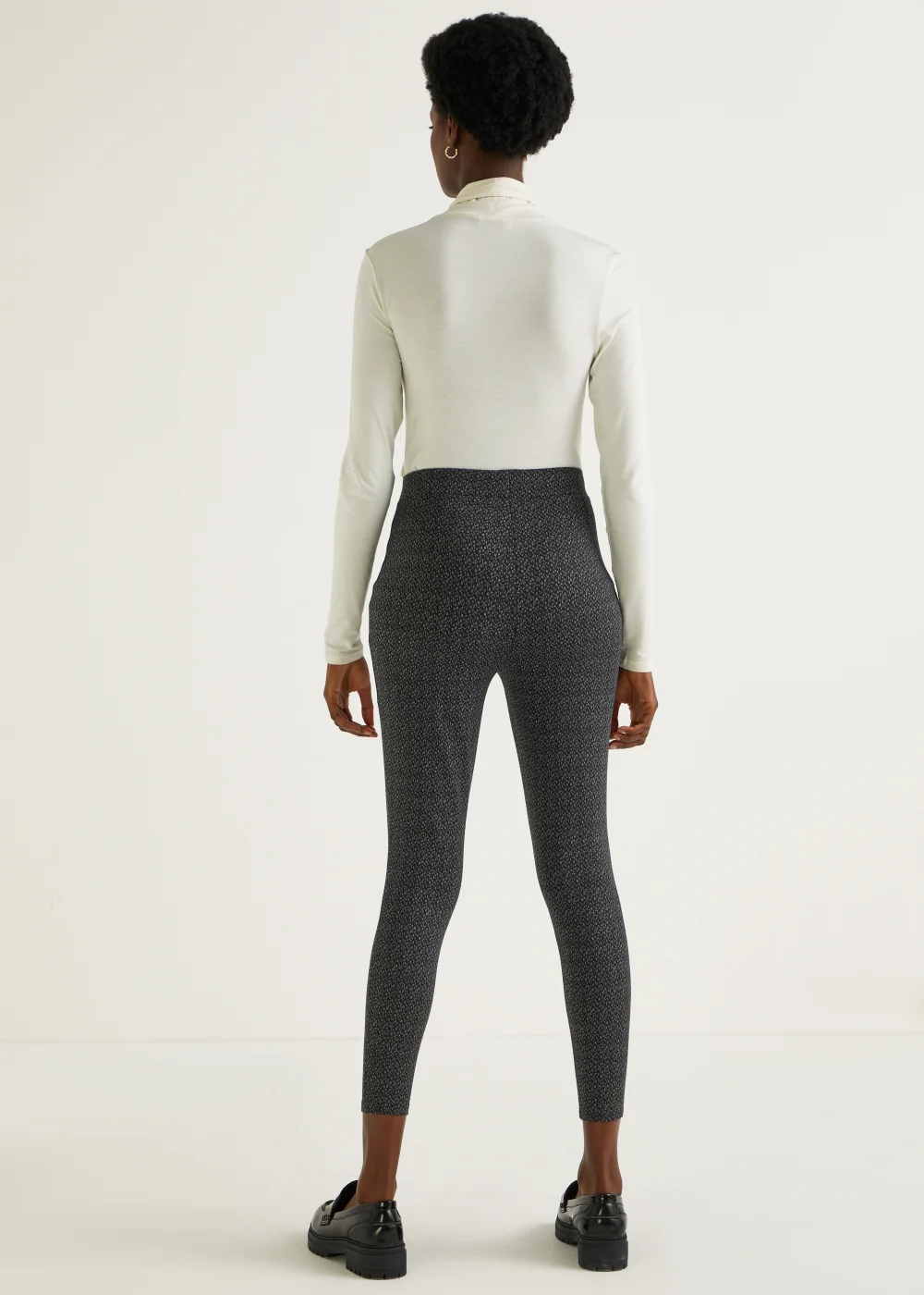 Grey Check Textured Leggings - 8 Image 5