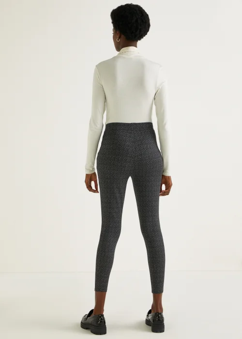 Grey Check Textured Leggings - 8 Image 5