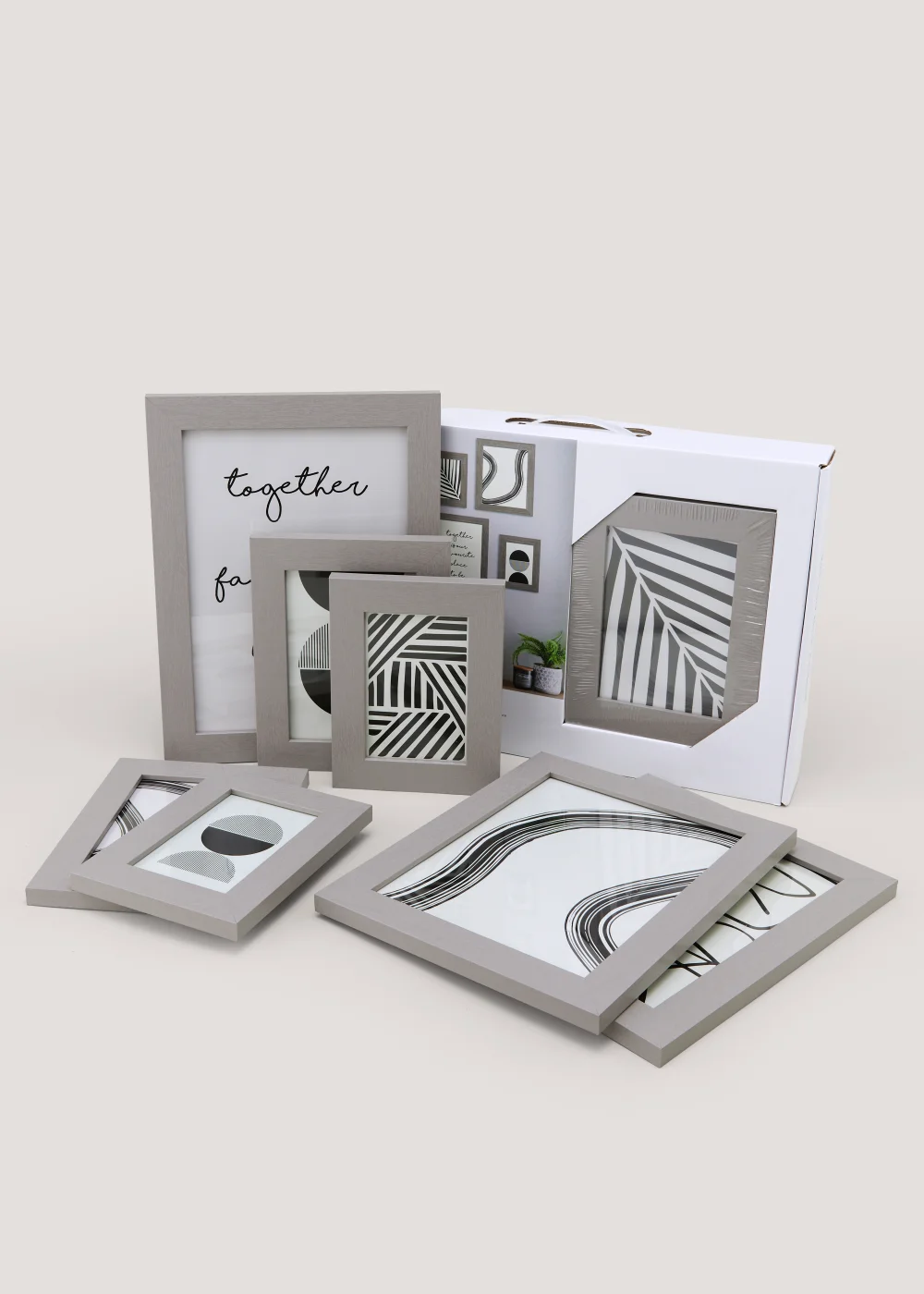 8 Pack Grey Wood Gallery Photo Frames Image 1