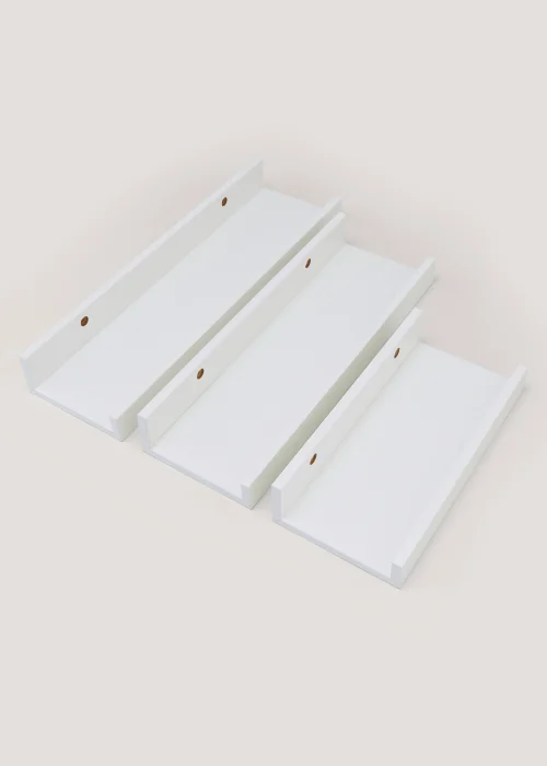 Set of 3 White Picture Shelves (25cm / 35cm / 45cm) Image 1