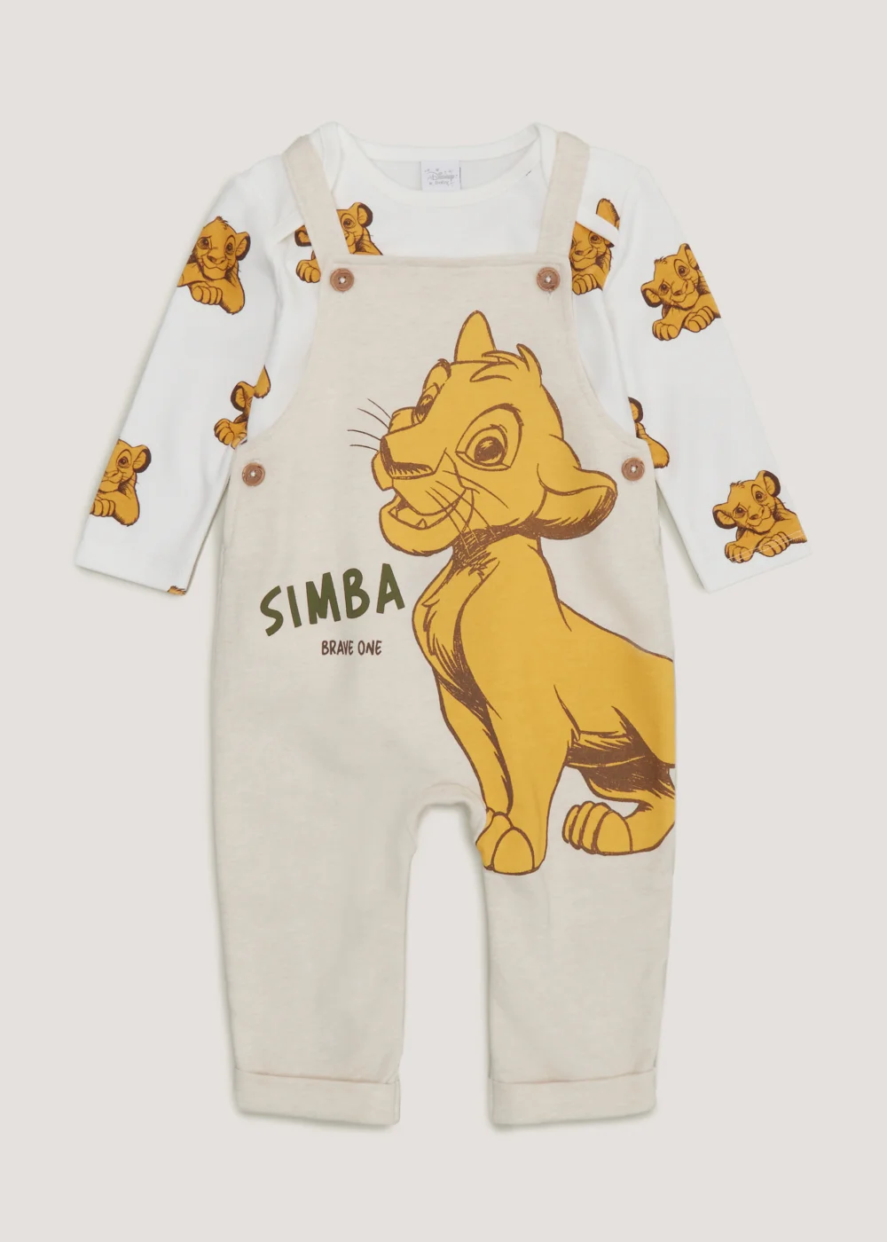 Baby Disney Simba Dungarees & Top Set (Newborn-12mths) - 0-3 months Image 1