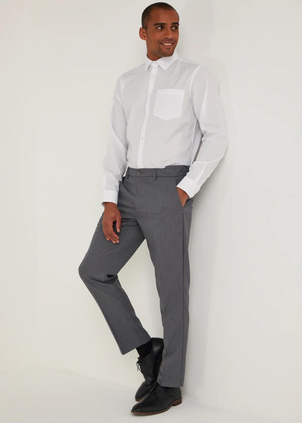 Farah Grey Regular Fit Flexi Waist Trousers - 32/L29 Image 1