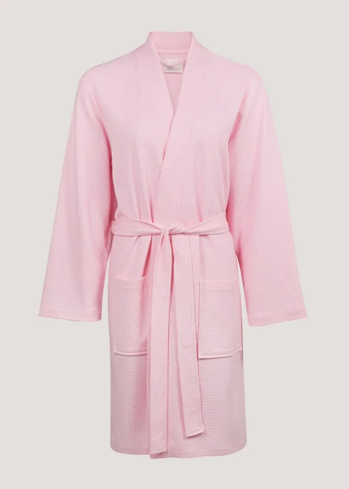 ladies pink waffle dressing gown Handmade Waffle Robe, Organic Cotton Kimono, Soft Pink Spa Robe