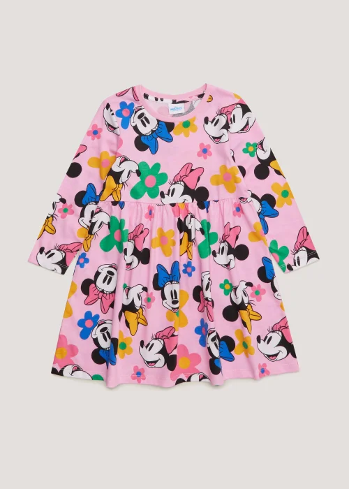 Girls Pink Disney Minnie Mouse Long Sleeve Jersey Dress (12mths-7yrs) - 2-3 Yrs Image 1