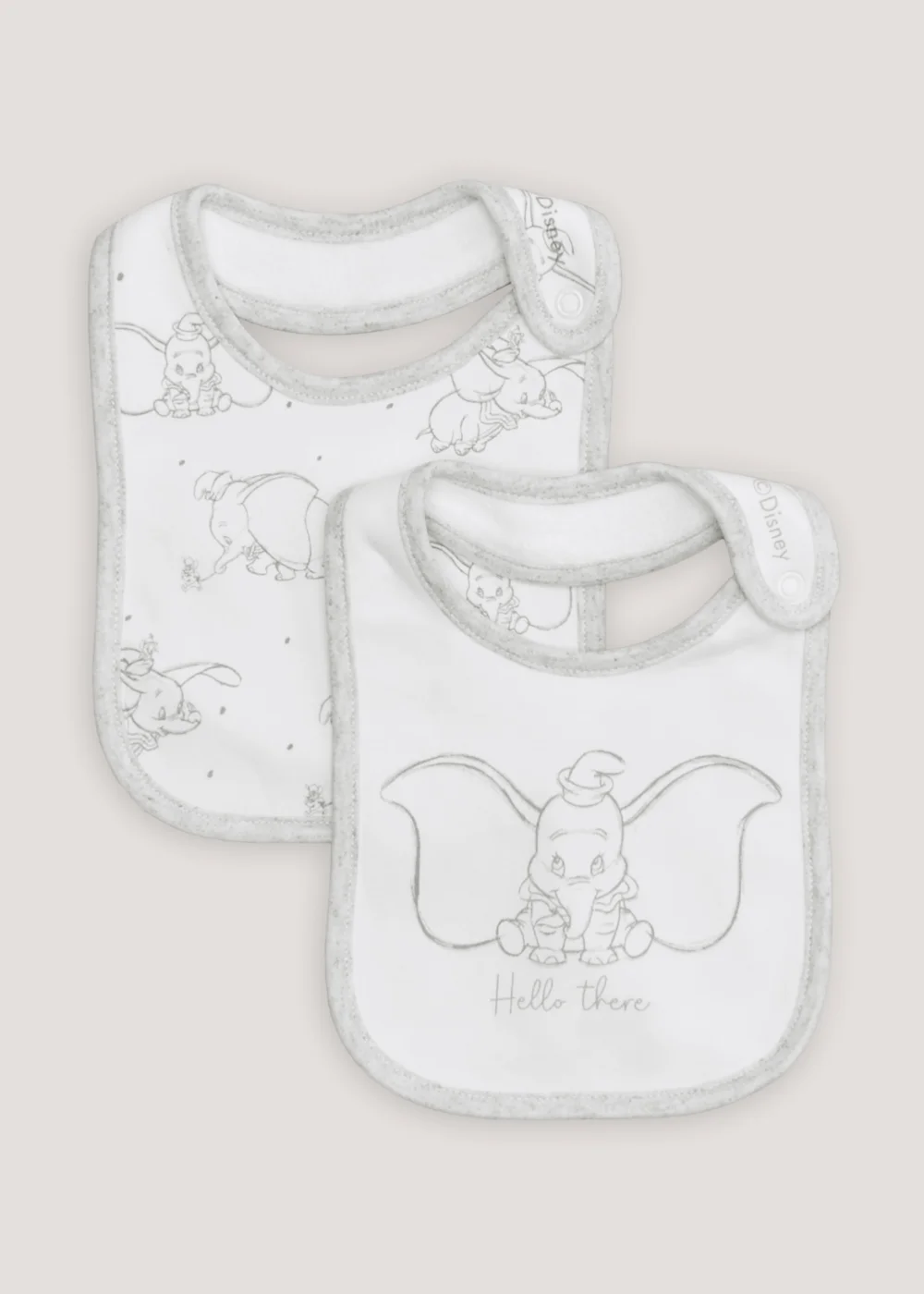 2 White Pack Disney Dumbo Hello Bibs - One Size Image 1