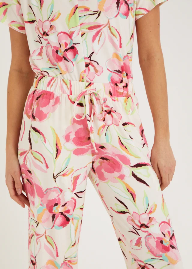 Cream Floral Pyjama Bottoms