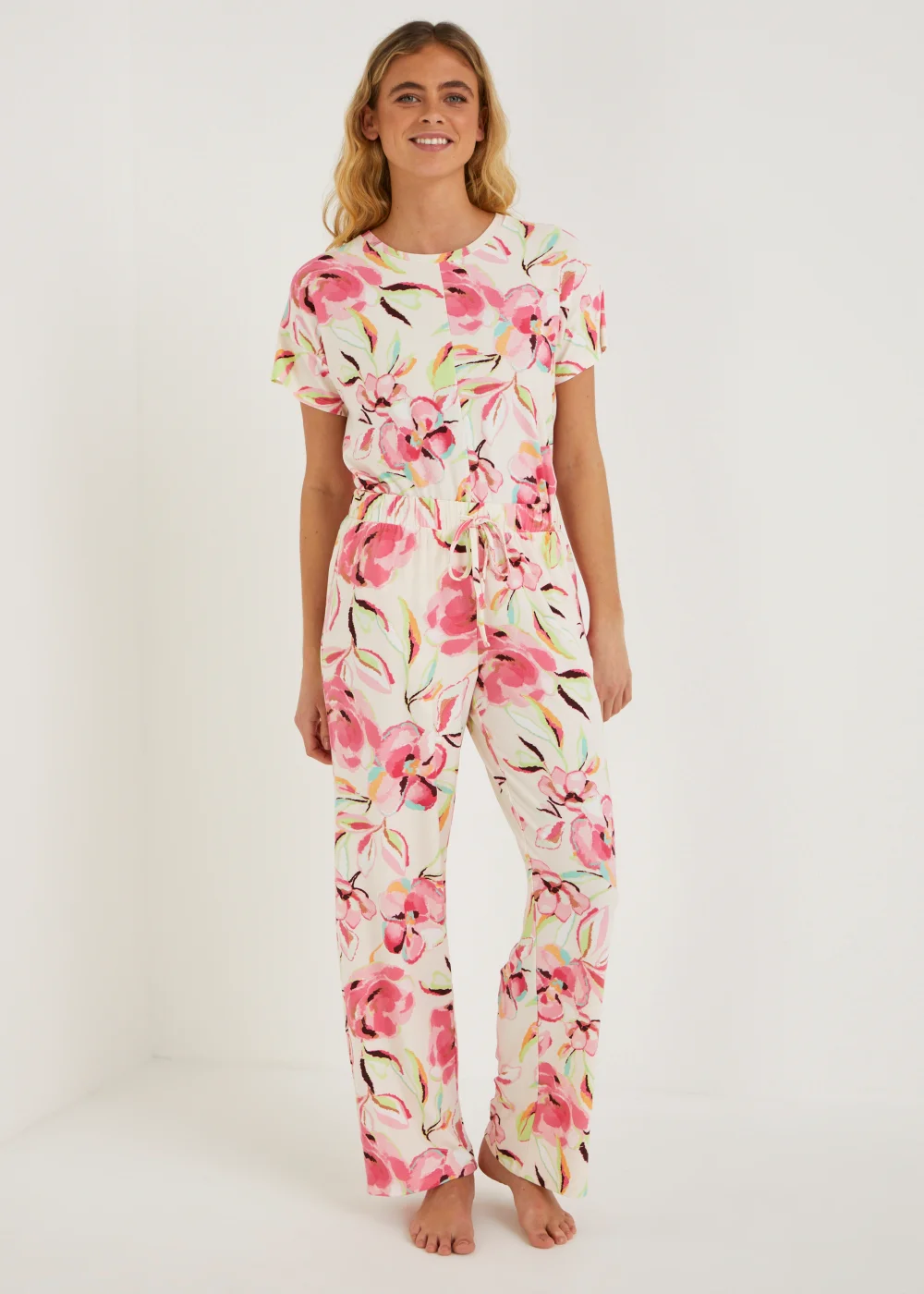Cream Floral Pyjama Bottoms - Extra small Image 1
