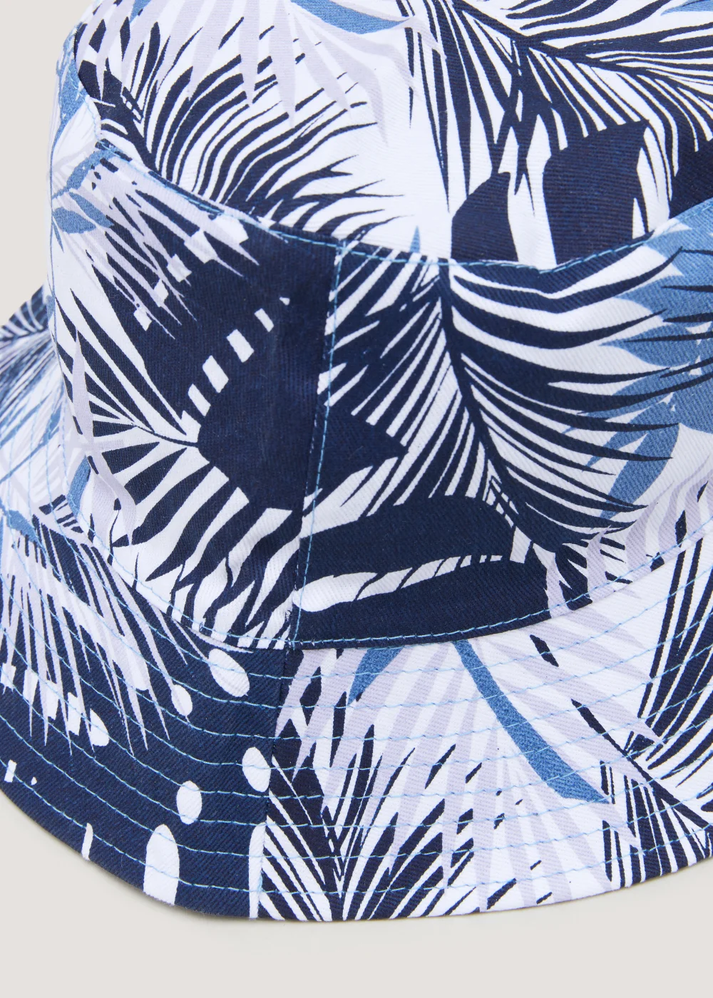 Blue & White Print Reversible Bucket Hat - S/M Image 2