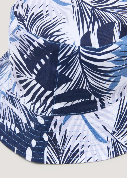 Blue & White Print Reversible Bucket Hat - S/M Image 2
