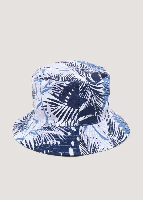 Blue & White Print Reversible Bucket Hat - S/M Image 1