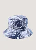 Blue & White Print Reversible Bucket Hat - S/M Image 1
