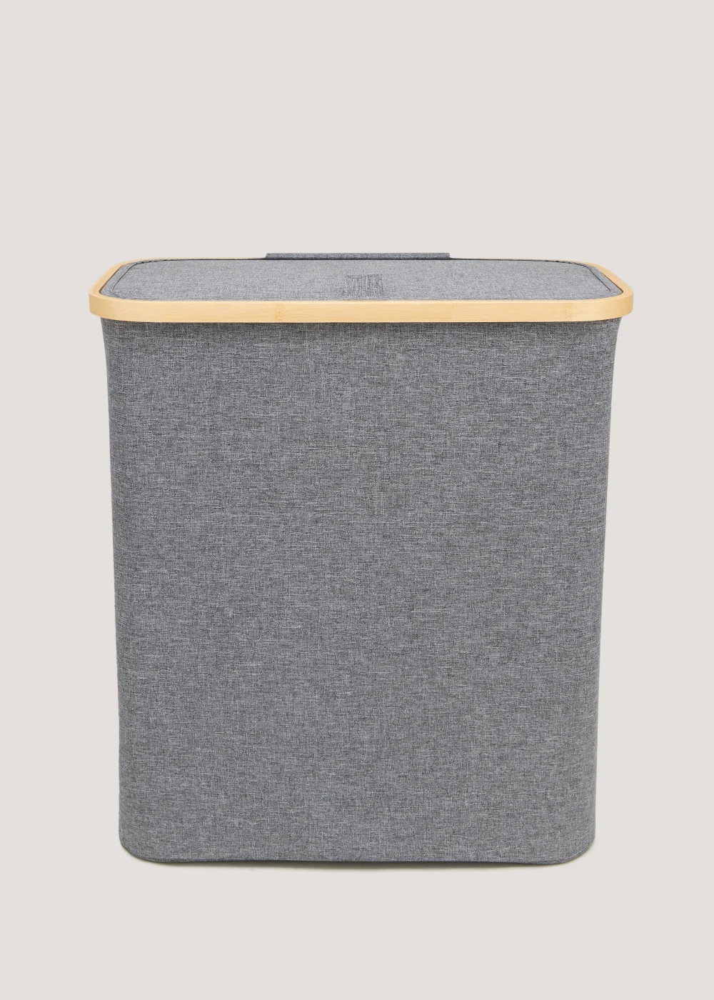 Grey Bamboo Rim Slim Laundry Basket (50cm x 45cm x 26cm) Image 1