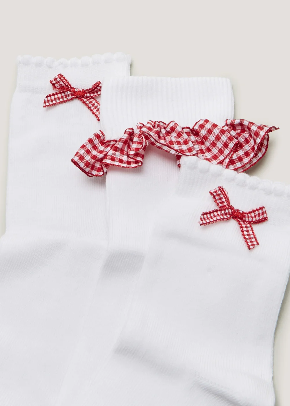 Girls 3 Pack Red Gingham School Socks (Younger 6-Older 5.5) - 4-5.5 Image 2