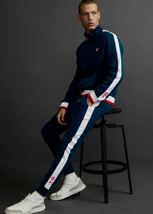 Y.O. Navy Side Stripe Zip Up Tracksuit Top - XS Image 4