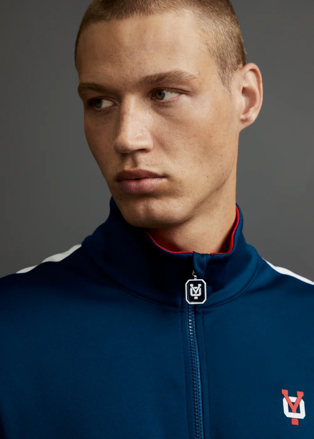 Y.O. Navy Side Stripe Zip Up Tracksuit Top - XS Image 3