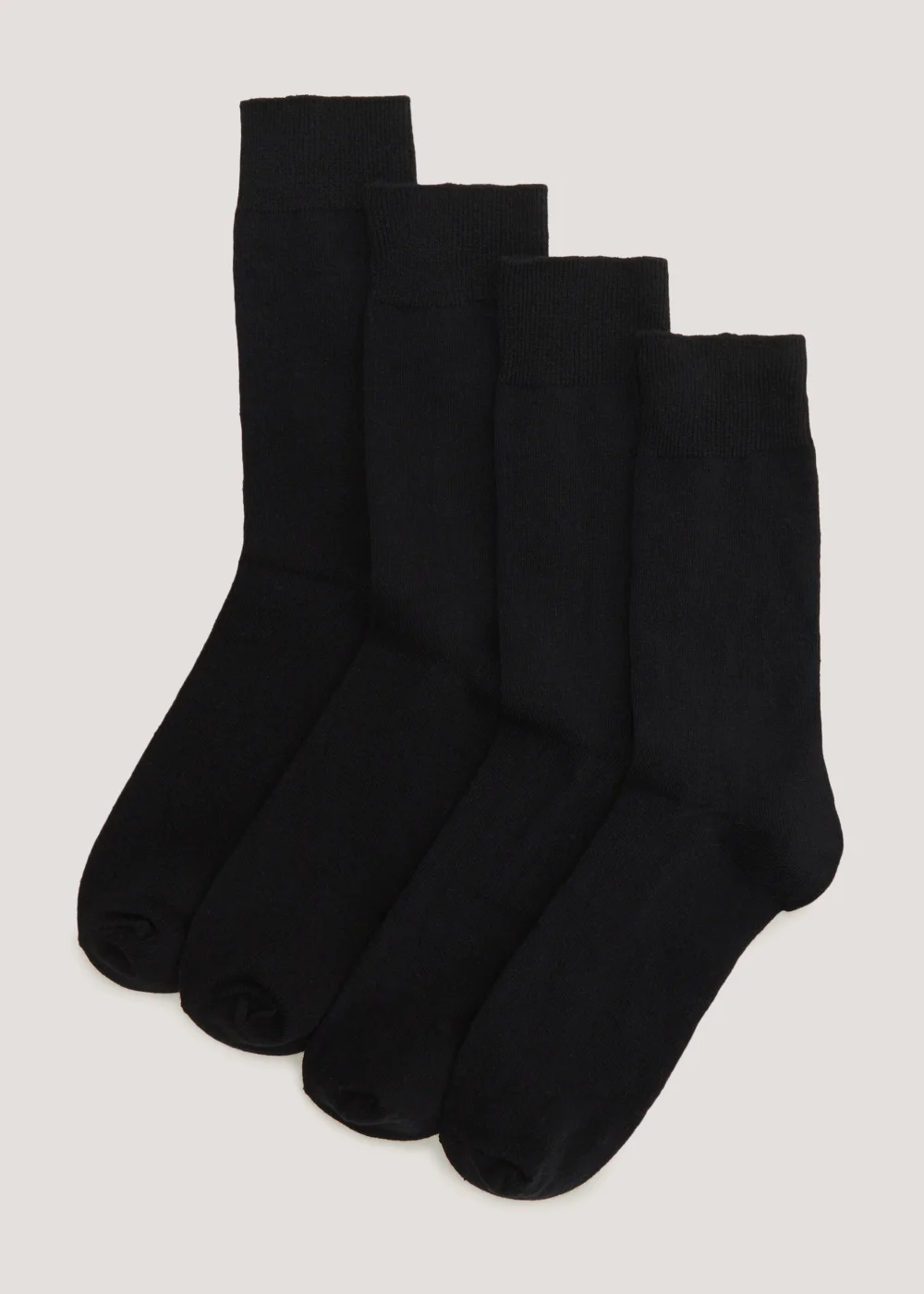 4 Pack Plain Black Socks - 6-8.5 Image 1
