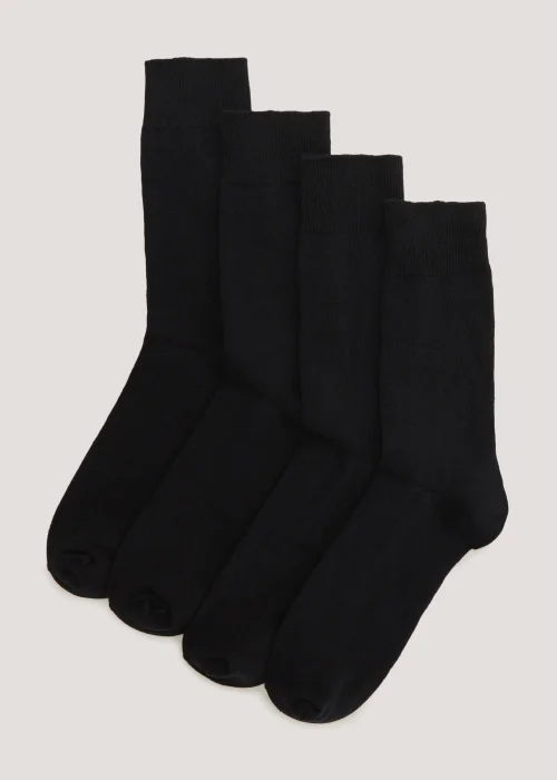 4 Pack Plain Black Socks - 6-8.5 Image 1