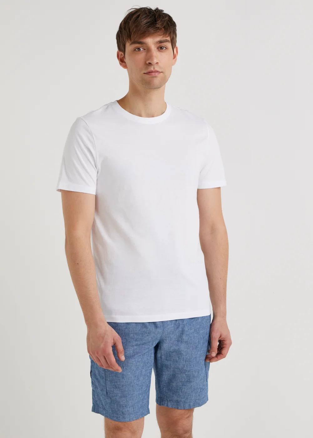 Blue Linen Blend Cargo Shorts - S Image 1