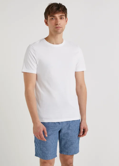 Blue Linen Blend Cargo Shorts - S Image 1