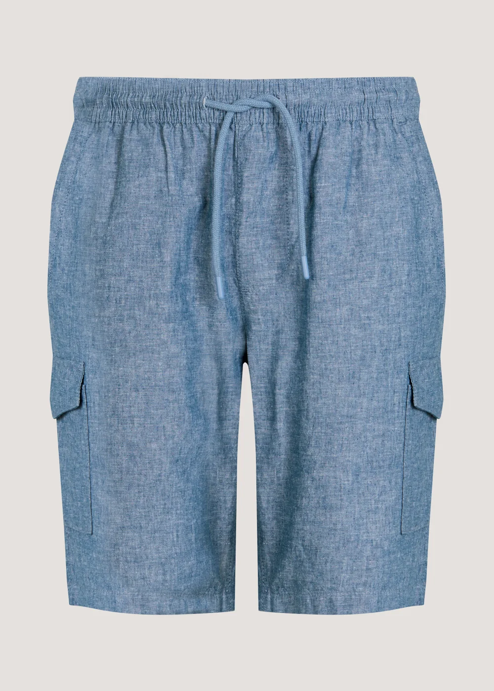 Blue Linen Blend Cargo Shorts - S Image 5
