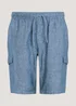 Blue Linen Blend Cargo Shorts - S Image 5