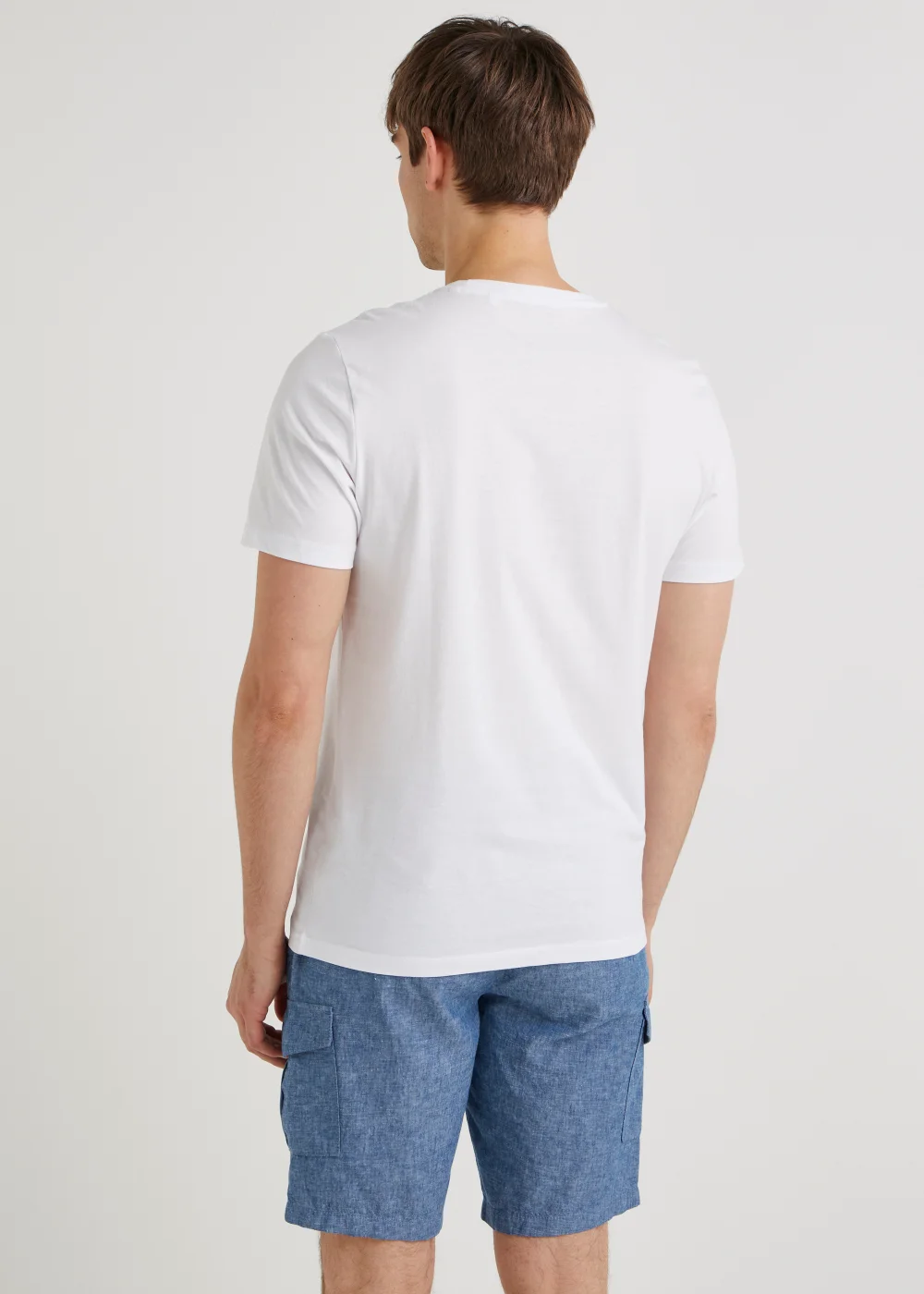 Blue Linen Blend Cargo Shorts - S Image 4