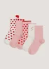 Girls 5 Pack Pink Heart Ankle Socks (Younger 6-Older 5.5) - Sizes 6 - 8.5 Image 1