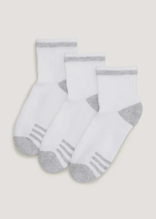 Boys 3 Pack White Sports Socks (Younger 6-Older 6.5) - 4-6.5 Image 1