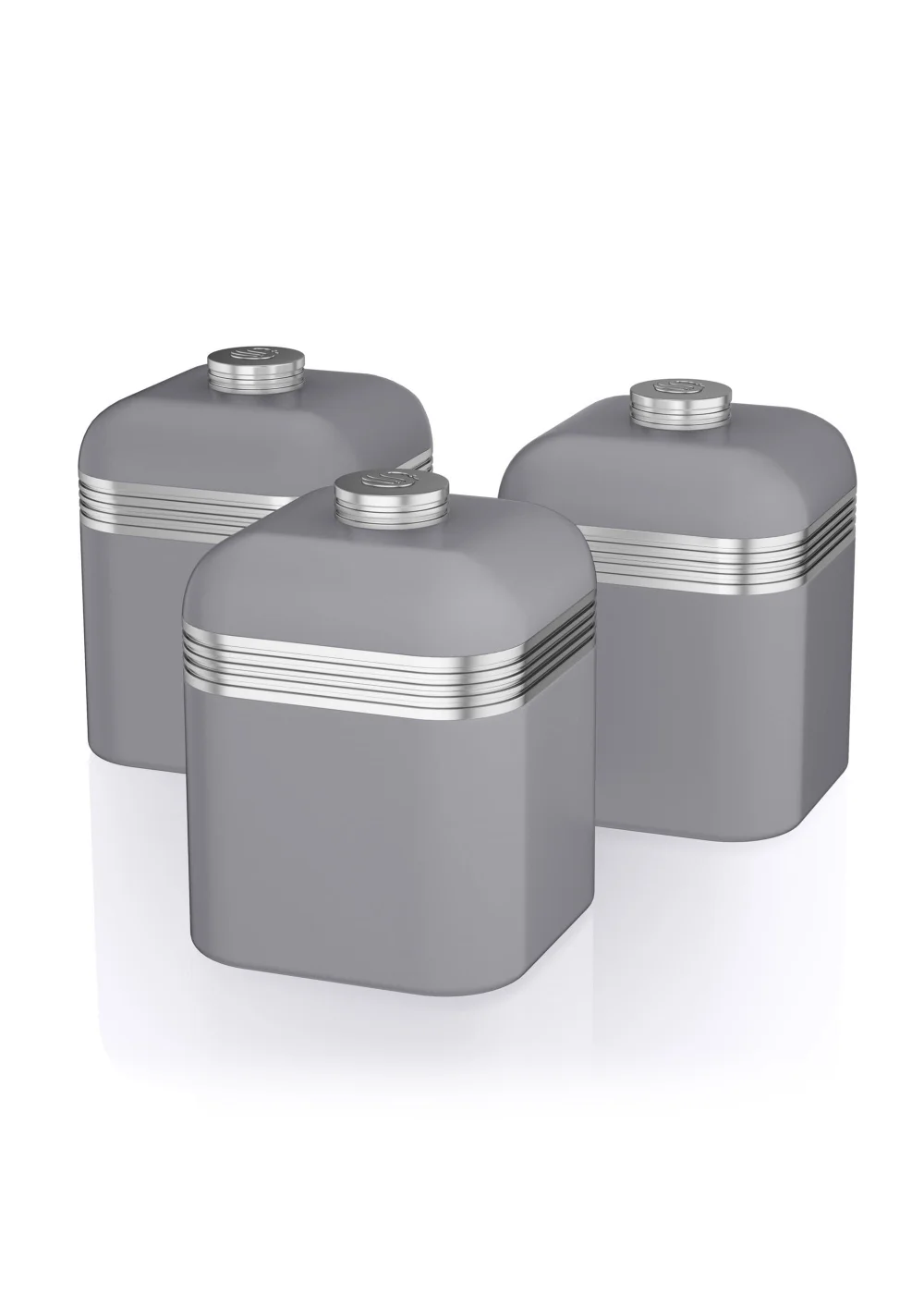 Swan 3 Pack Grey Retro Canisters Image 1