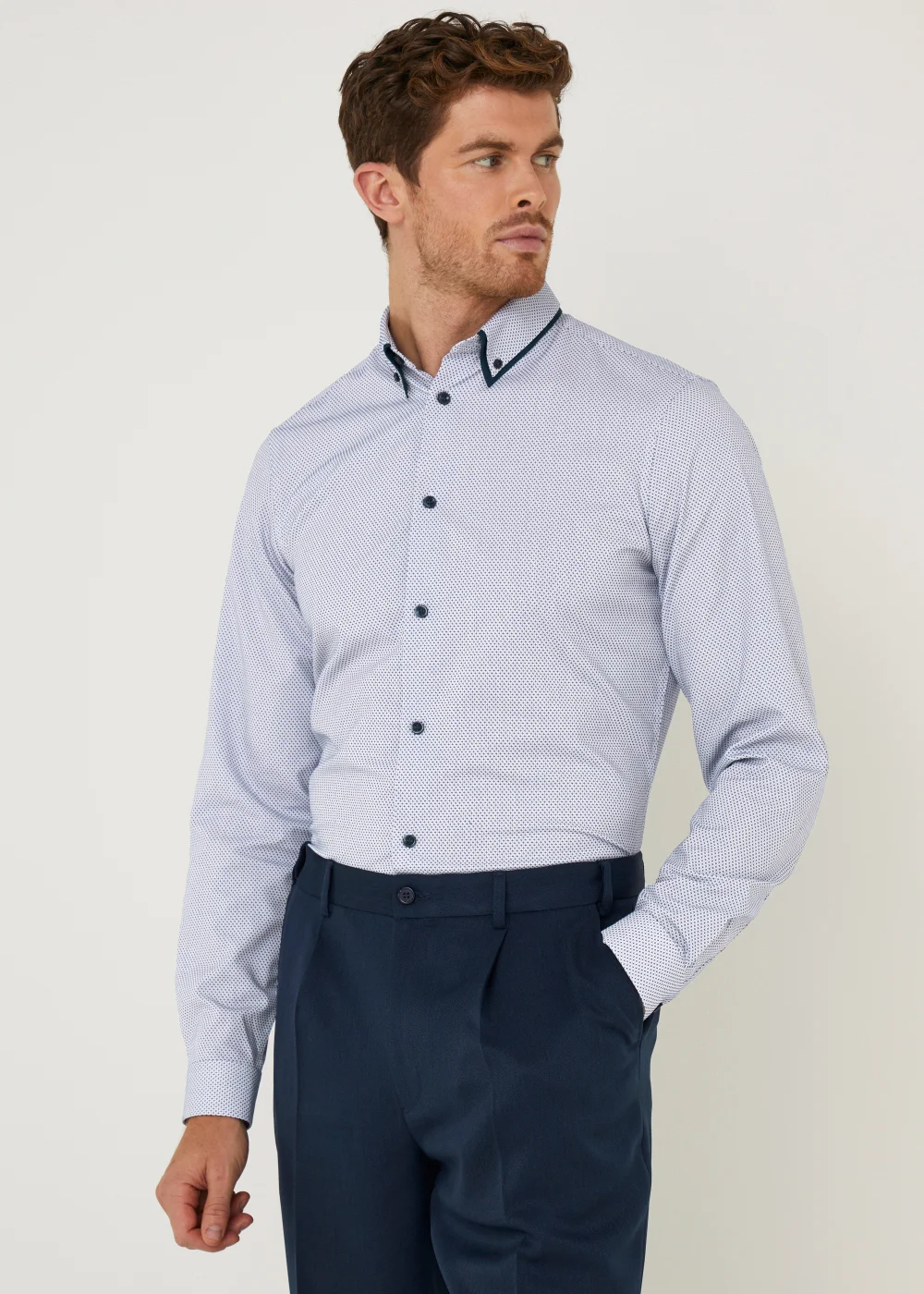 Taylor & Wright Blue Double Collar Shirt - Small Image 1