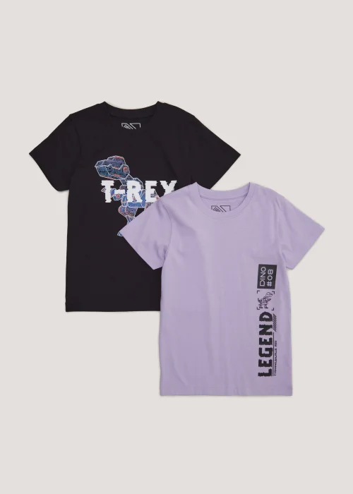 Boys 2 Pack Dinosaur T-Shirts (4-13yrs) - Age 4 Years Image 1