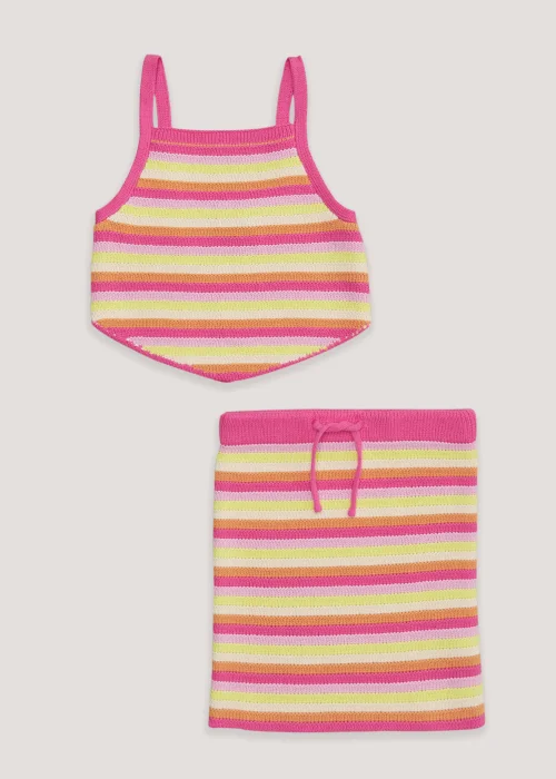 Girls Stripe Knitted Top & Skirt Set (4-13yrs) - Age 4 Years Image 1