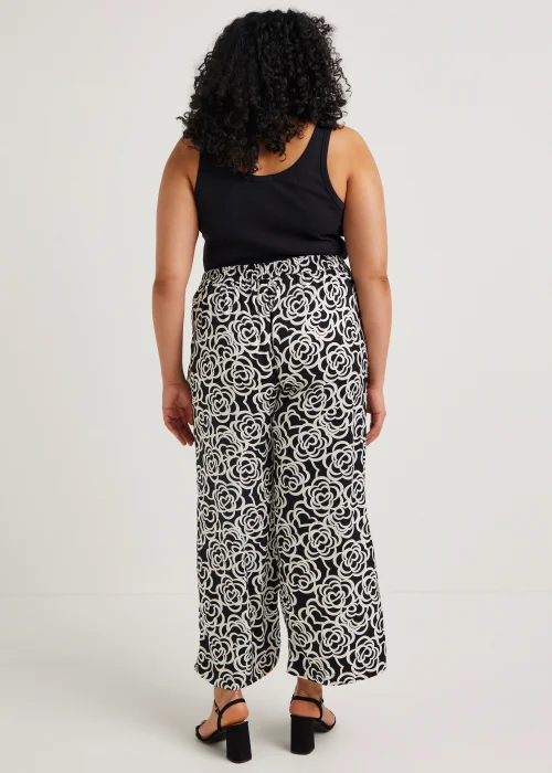 Papaya Curve Monochrome Floral Wide Leg Satin Trousers - 18 Image 2
