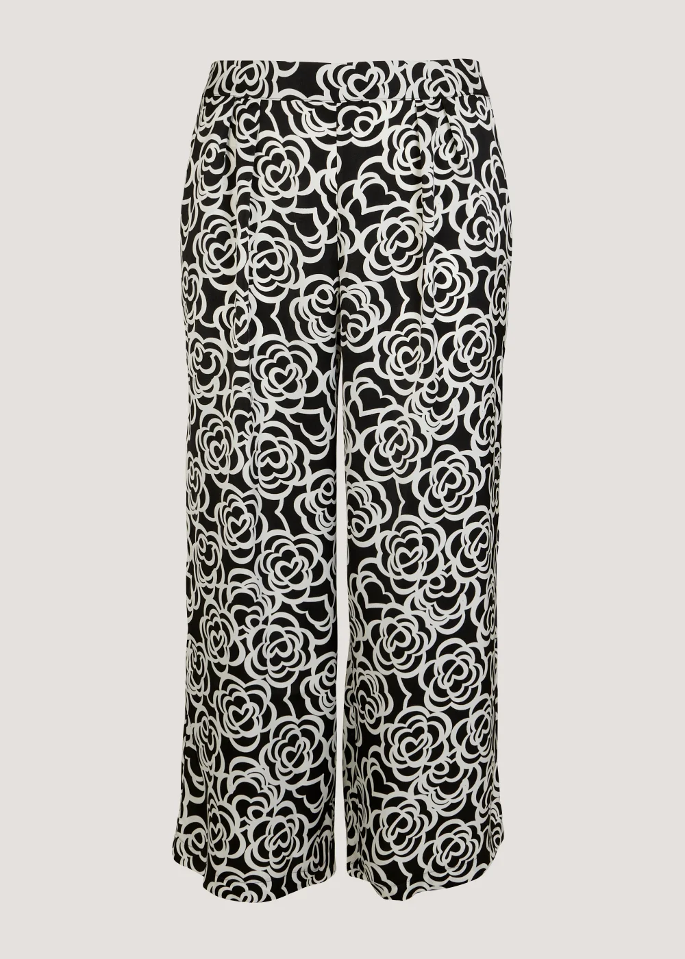 Papaya Curve Monochrome Floral Wide Leg Satin Trousers - 18 Image 3