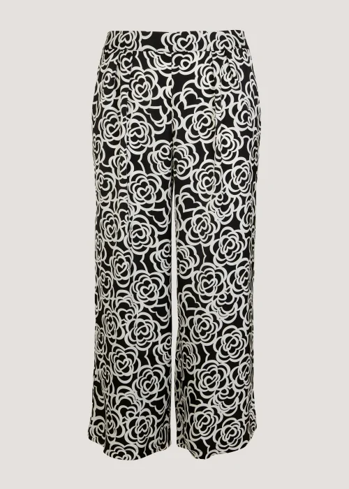 Papaya Curve Monochrome Floral Wide Leg Satin Trousers - 18 Image 3