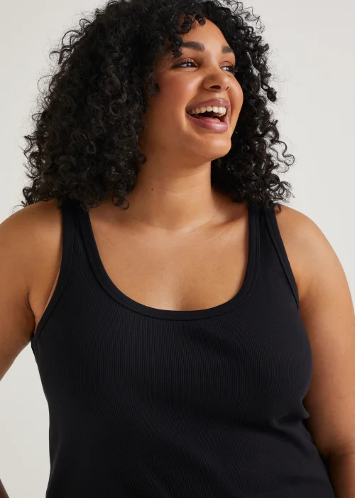 Papaya Curve Black Ribbed Vest Top - 18 Image 5