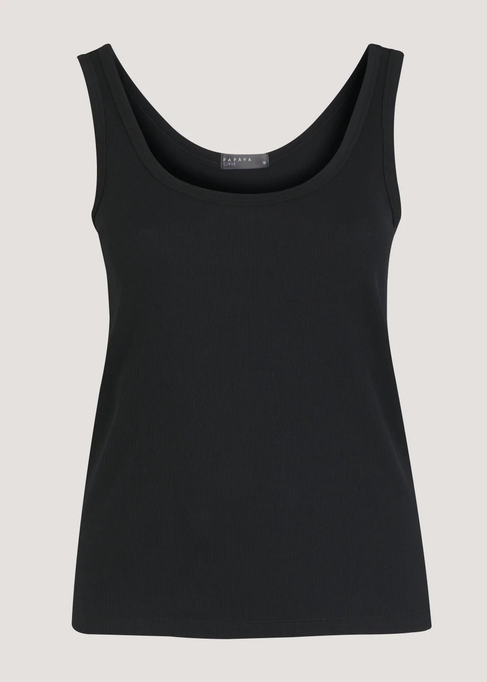 Papaya Curve Black Ribbed Vest Top - 18 Image 2
