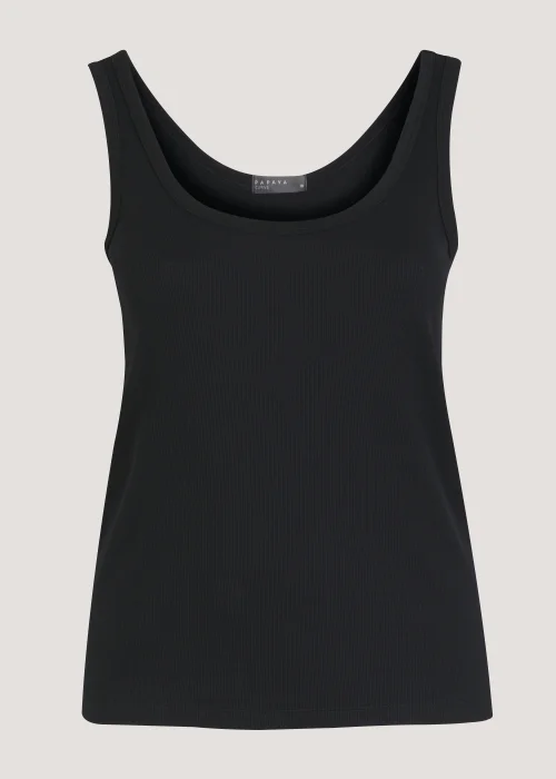 Papaya Curve Black Ribbed Vest Top - 18 Image 2