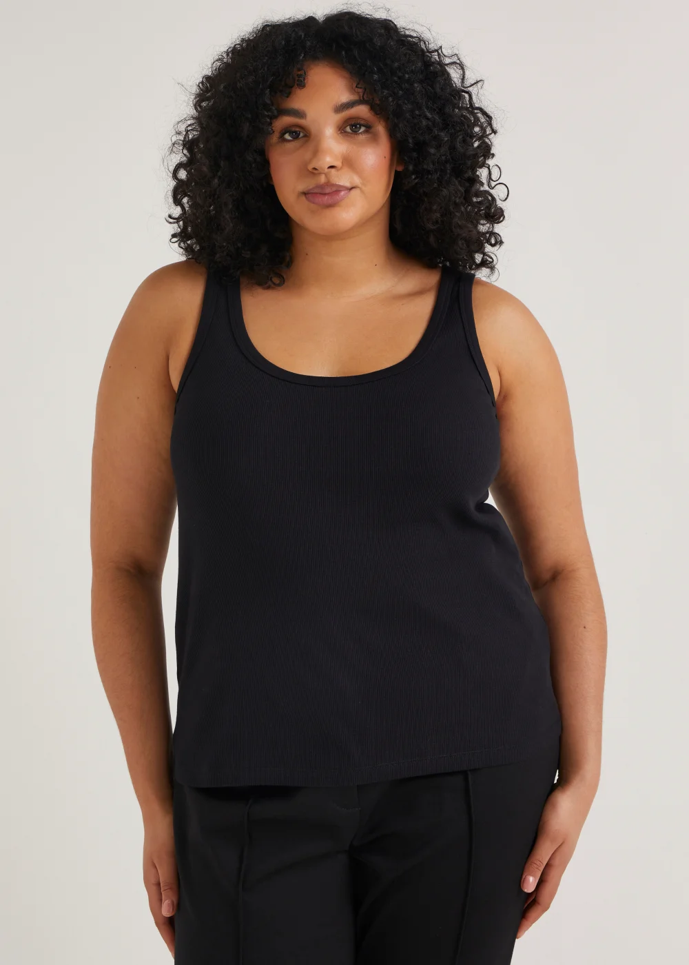 Papaya Curve Black Ribbed Vest Top - 18 Image 1