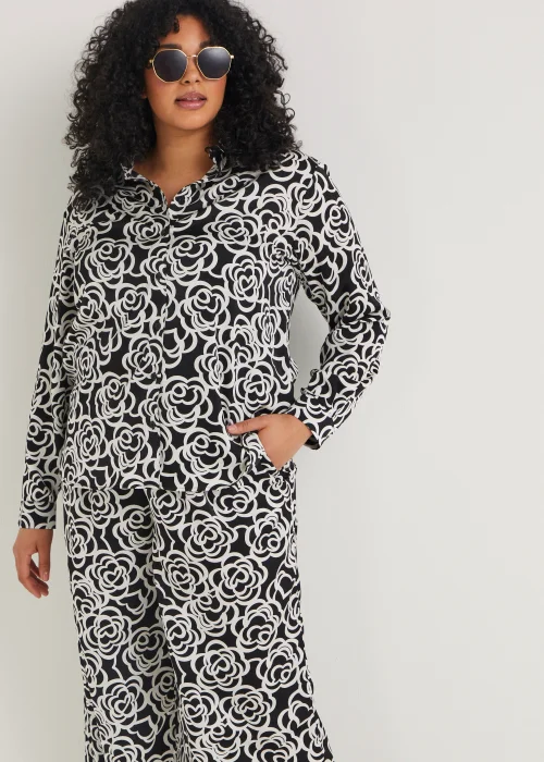 Papaya Curve Monochrome Floral Satin Shirt - 18 Image 3
