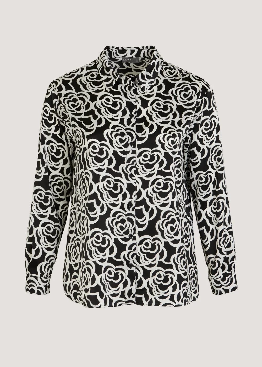Papaya Curve Monochrome Floral Satin Shirt - 18 Image 2