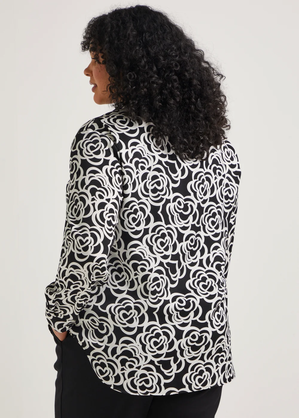 Papaya Curve Monochrome Floral Satin Shirt - 18 Image 5