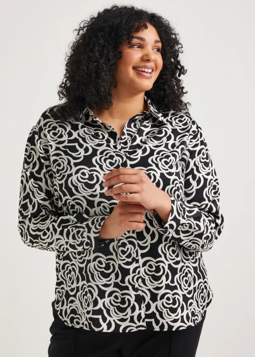Papaya Curve Monochrome Floral Satin Shirt - 18 Image 1
