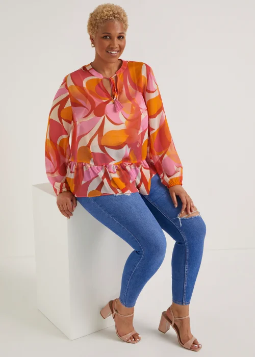 Papaya Curve Red Chiffon Blouse - Size 18 Image 5