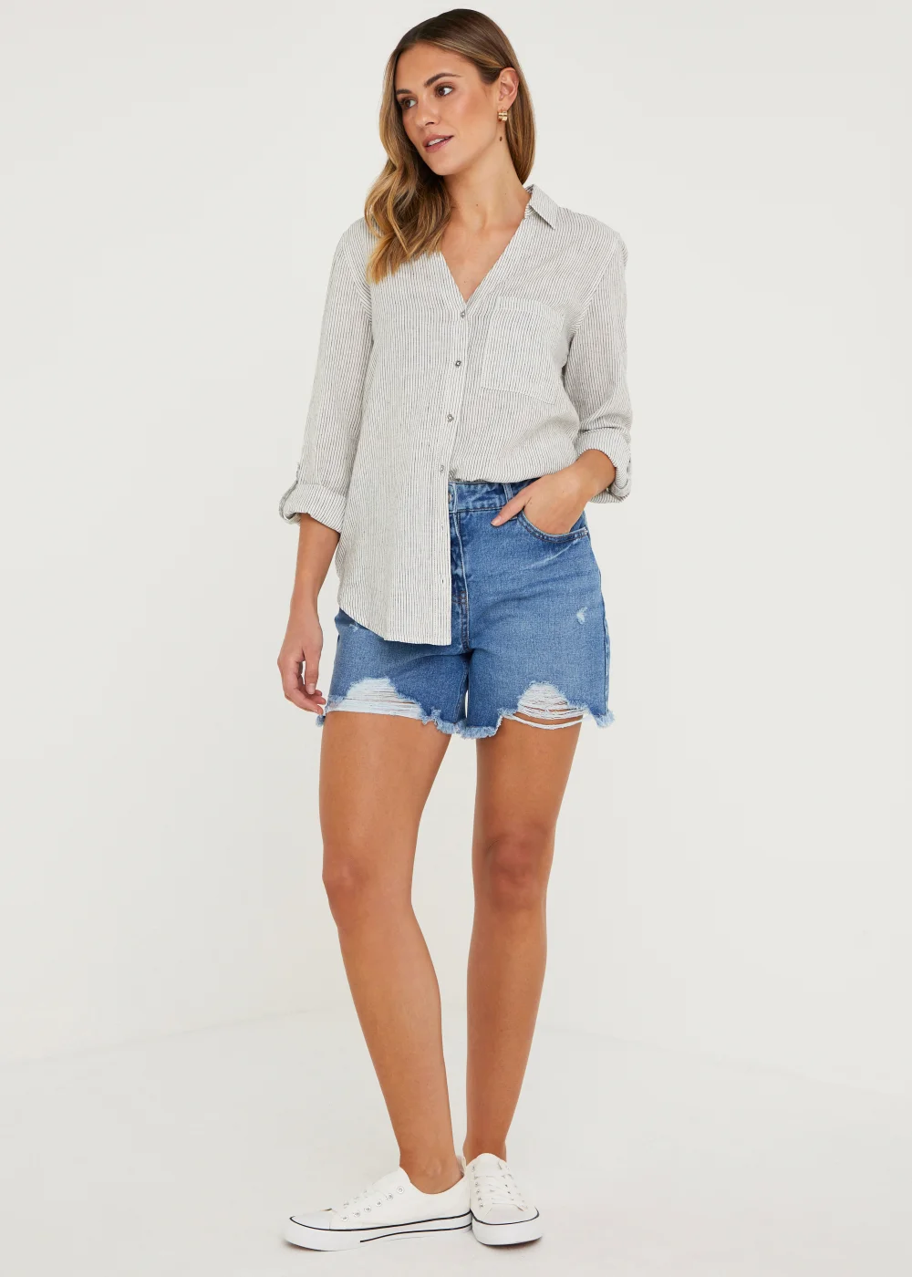 Stone Stripe Linen Blend Shirt - 8 Image 3