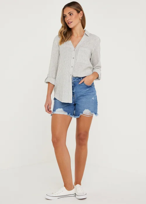 Stone Stripe Linen Blend Shirt - 8 Image 3