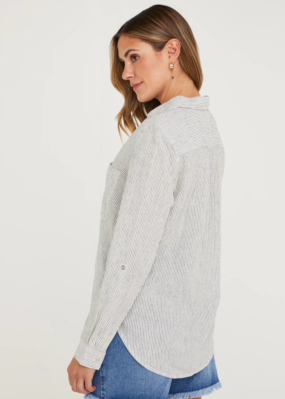 Stone Stripe Linen Blend Shirt - 8 Image 5