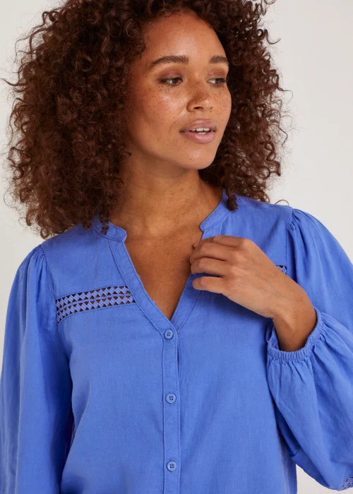Blue Linen Blend Blouse - 8 Image 5