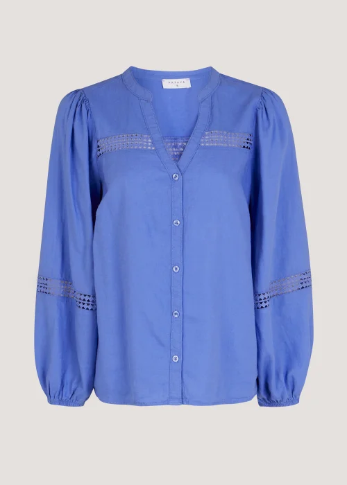 Blue Linen Blend Blouse - 8 Image 2